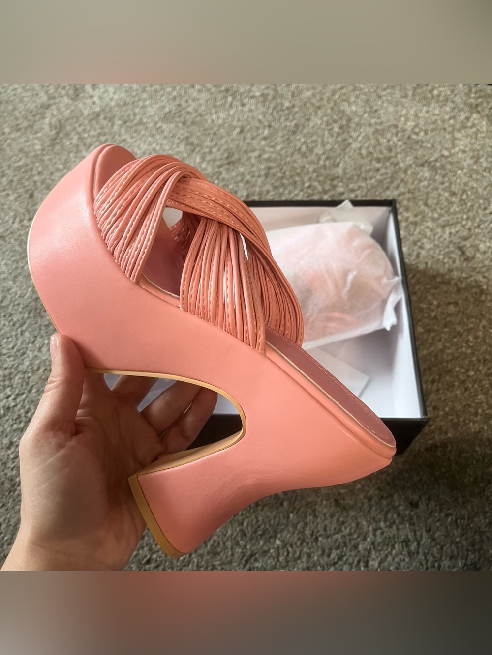 Azalea Wang "Gail" Pink Knot Detail Platform Mules